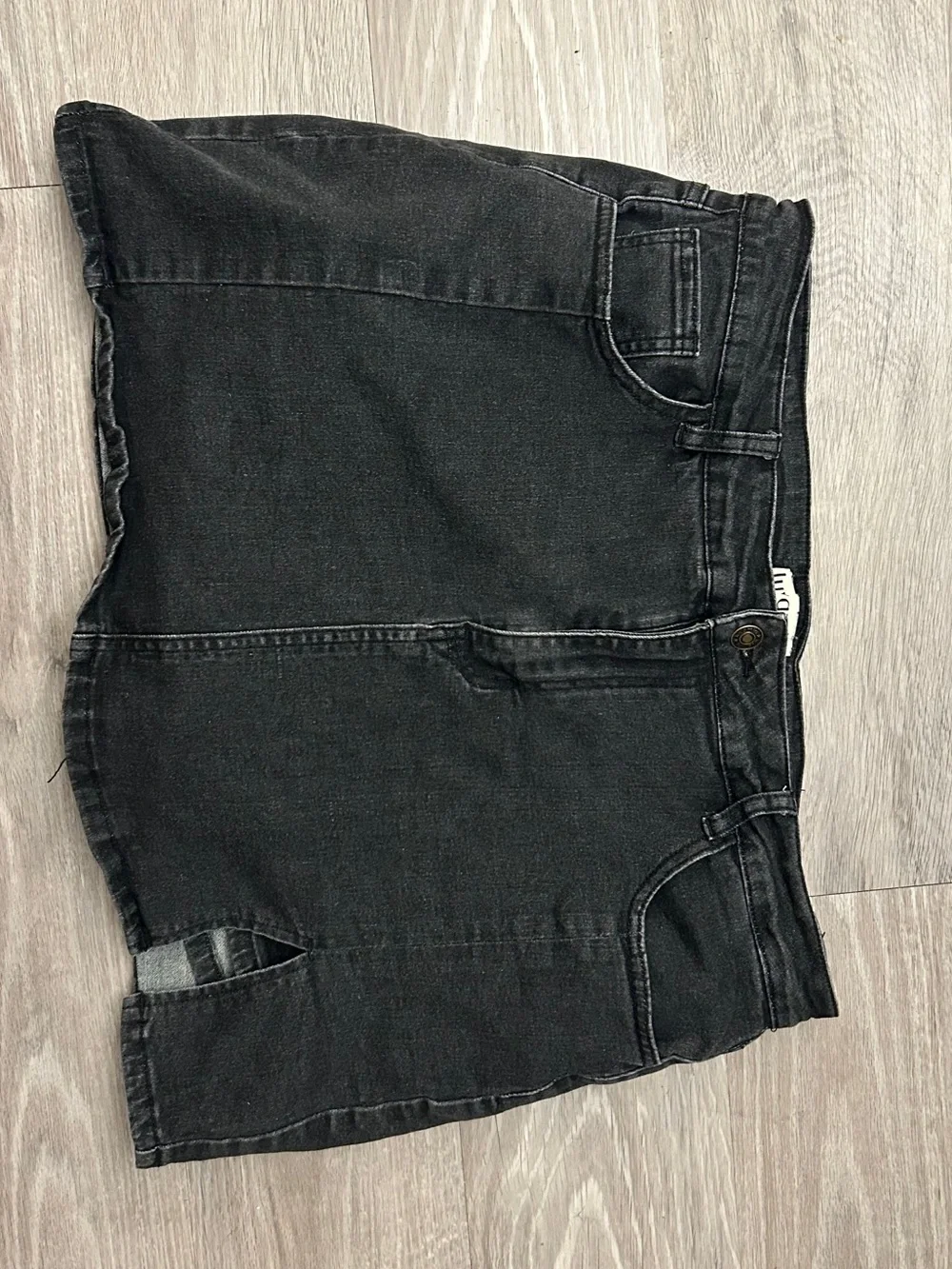 Luvamia Black Denim Mini Skort Skirt w/ Side Slit